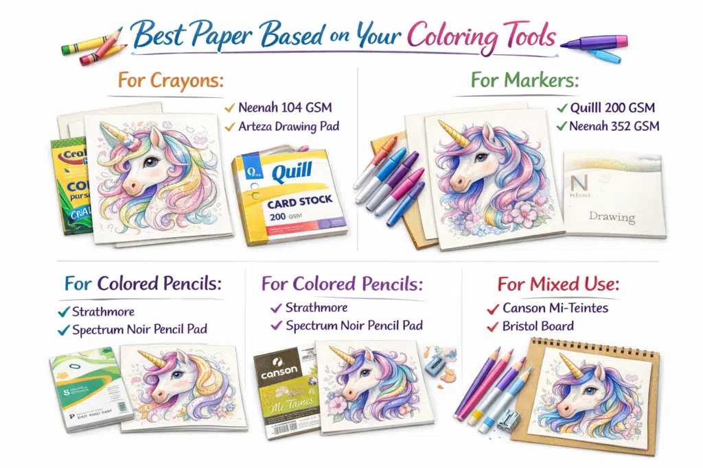 Best paper for coloring tools with unicorn coloring page comparison