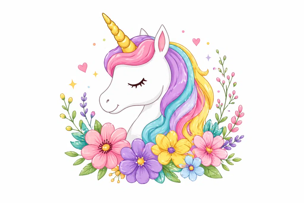 flower crown coloring page, detailed floral design for kids.