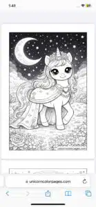 A Screenshot of Unicorn Coloring Pages Website