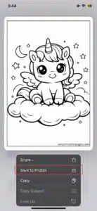 A Screenshot of Unicorn Coloring Page on iPhone