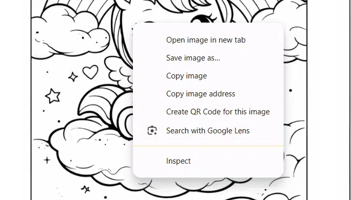 A Screenshot of Unicorn Coloring Page on Desktop