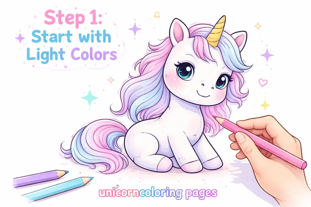 Unicorn with soft pastel colors being applied