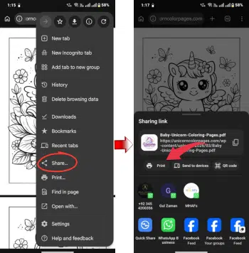 A Screenshot of Unicorn Coloring Pages Website