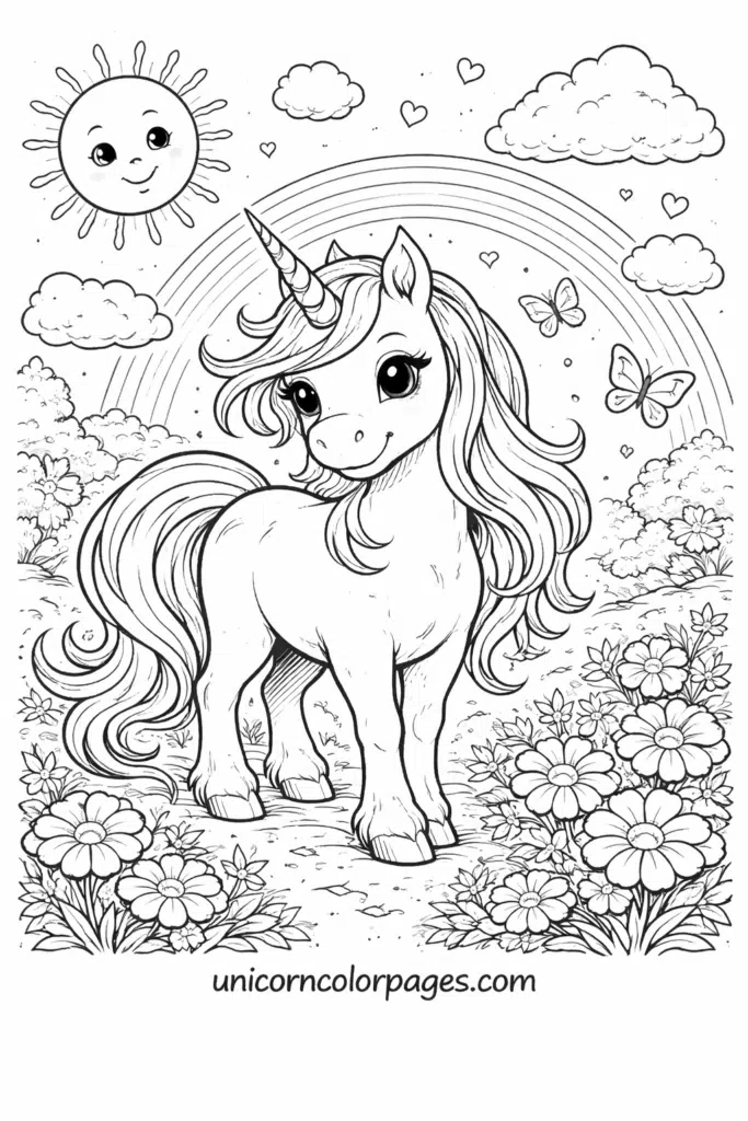 the last unicorn coloring page printable with magical fantasy unicorn design for kids