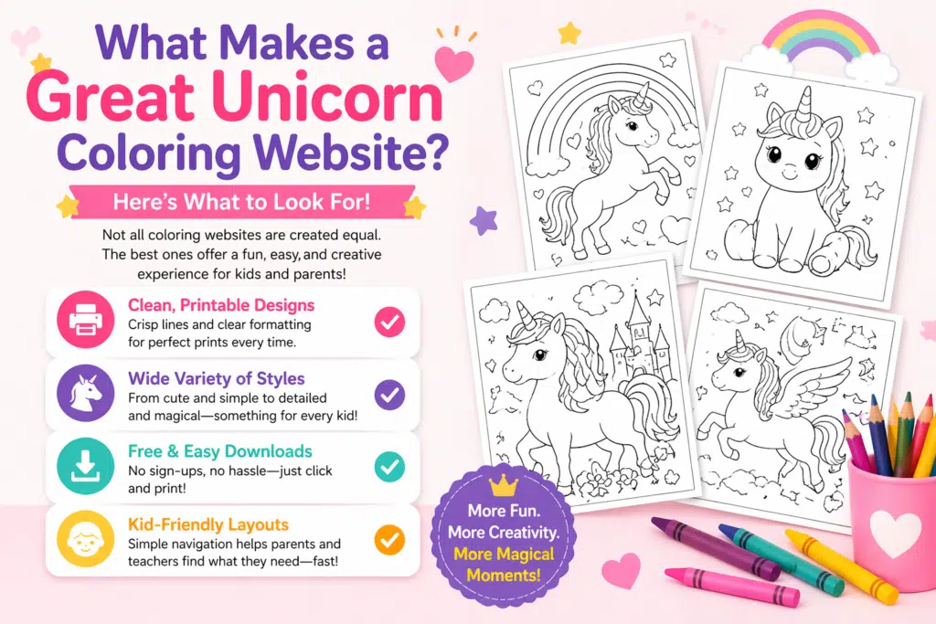 What makes a great unicorn coloring website printable unicorn coloring pages features guide for kids and parents