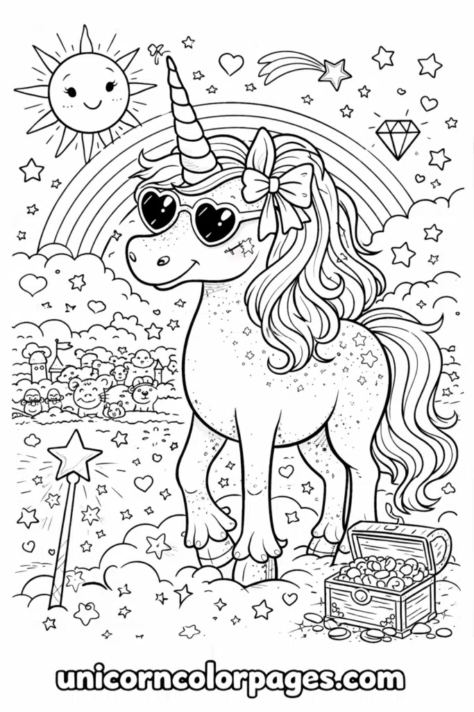 thelma the unicorn coloring page free printable with cute cartoon unicorn design for kids